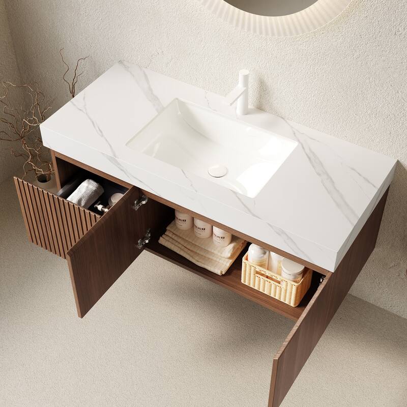 Floating Storage Bathroom Vanity with 1 Pre-drilled Faucet Hole