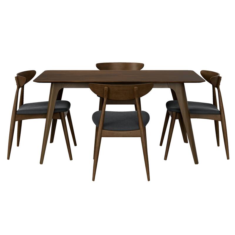 Christopher Knight Home - Lincoln Rubberwood 5 Piece Dining Set with Faux-Wood Top and Ergonomic Chair Support