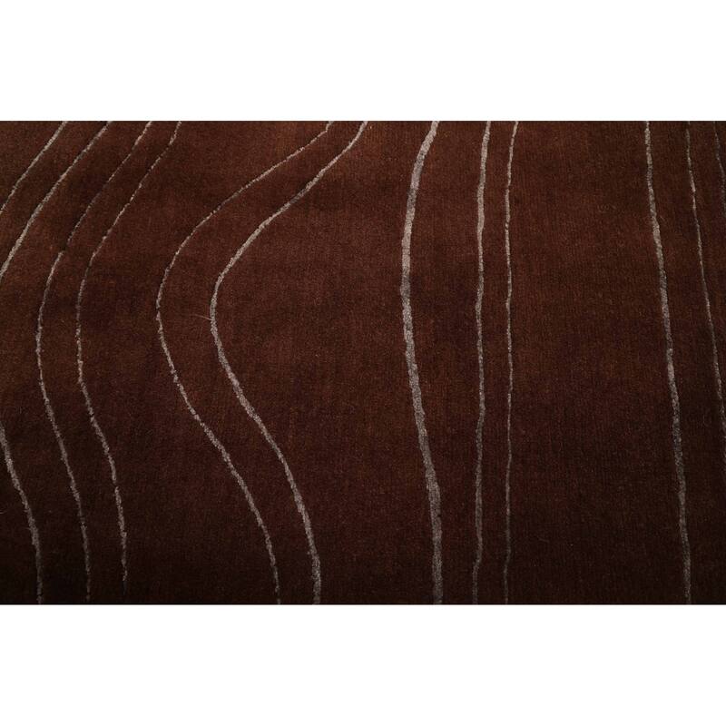 ECARPETGALLERY Hand-knotted Opulence Dark Brown Silk, Wool Rug - 7'11 x 10'0