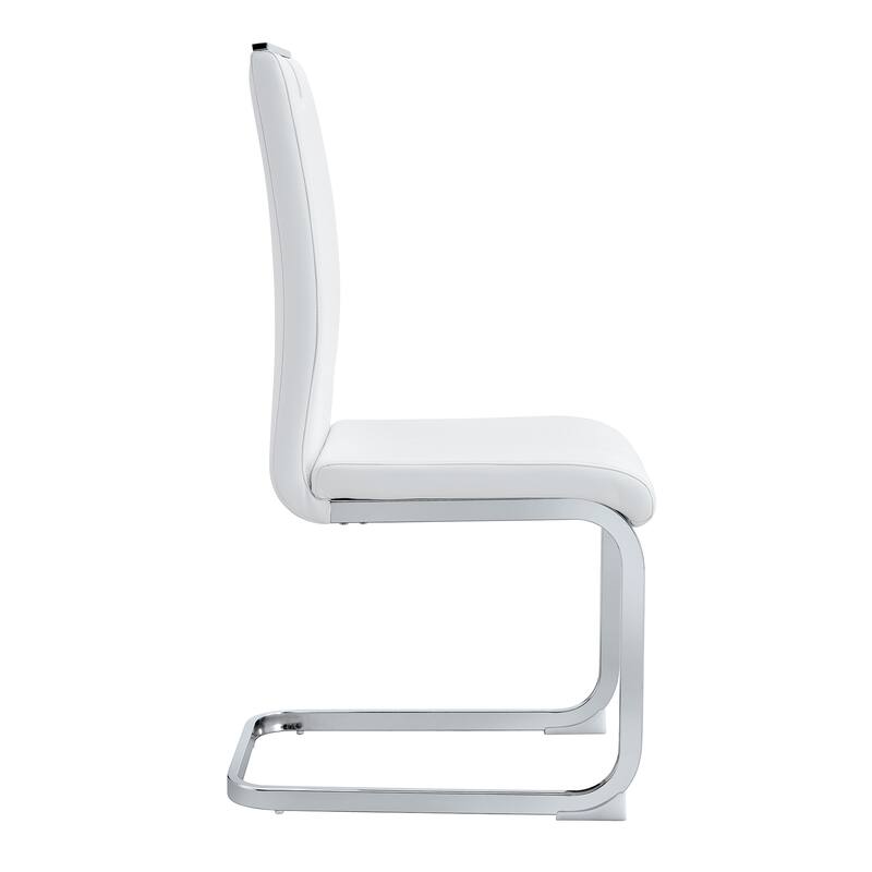 Set of 4 White Pu Material Bow-Shaped Chairs