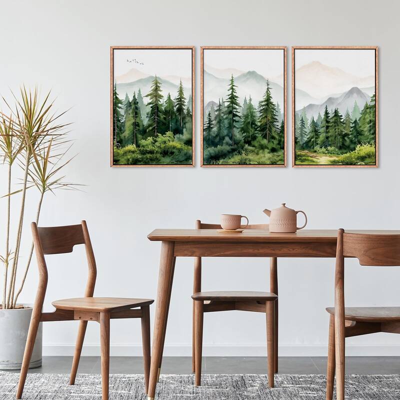 Green Forest Tree Wall Decor, Woodland Nursery Wall Painting