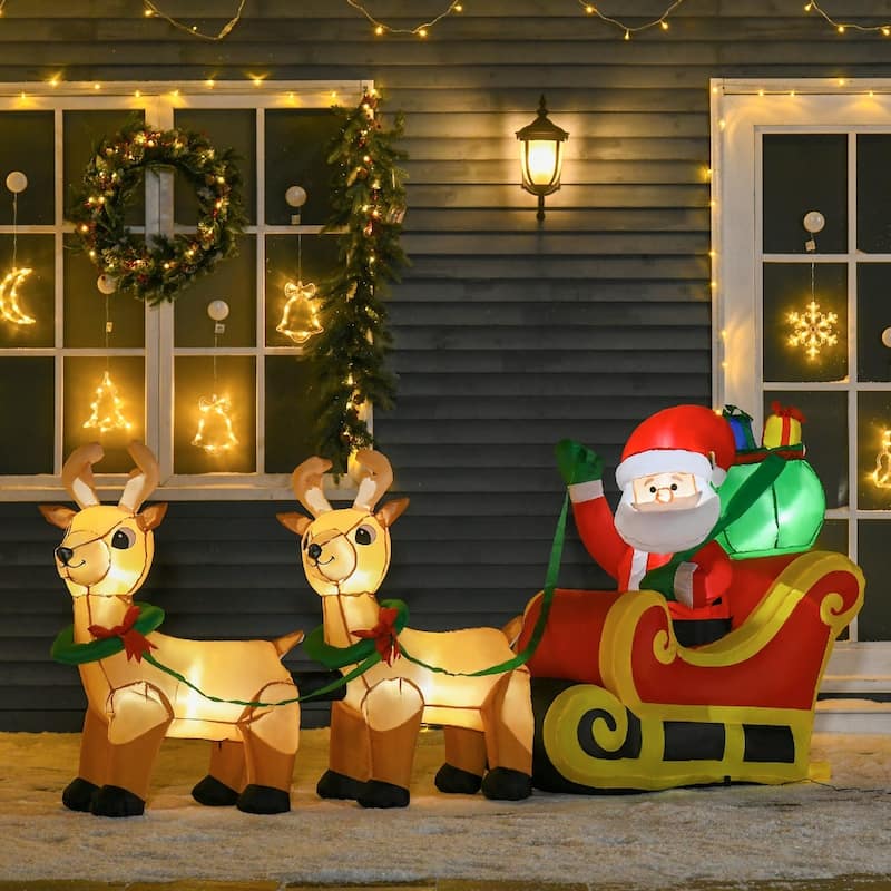 Multi-Color Polyester Inflatable Santa Claus Sleigh with LED Lights