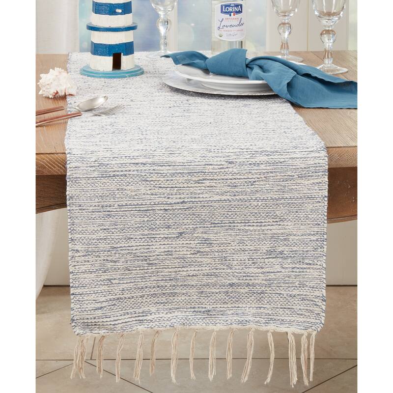 Charming Handloom Table Runner with Delicate Fringe Detail