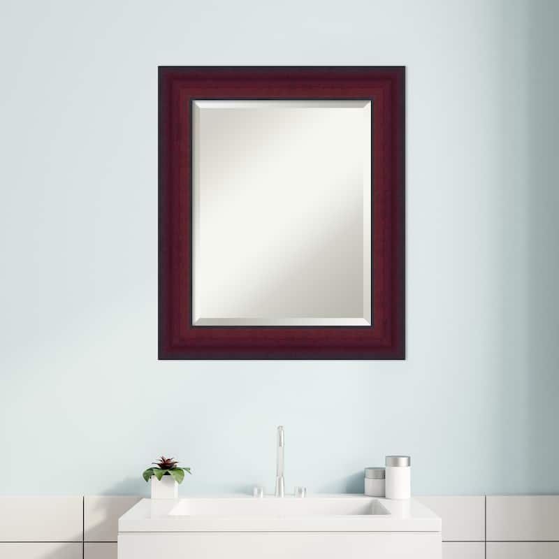 Canterbury Cherry Beveled Wood Framed Bathroom Vanity Wall Mirror - Canterbury Cherry