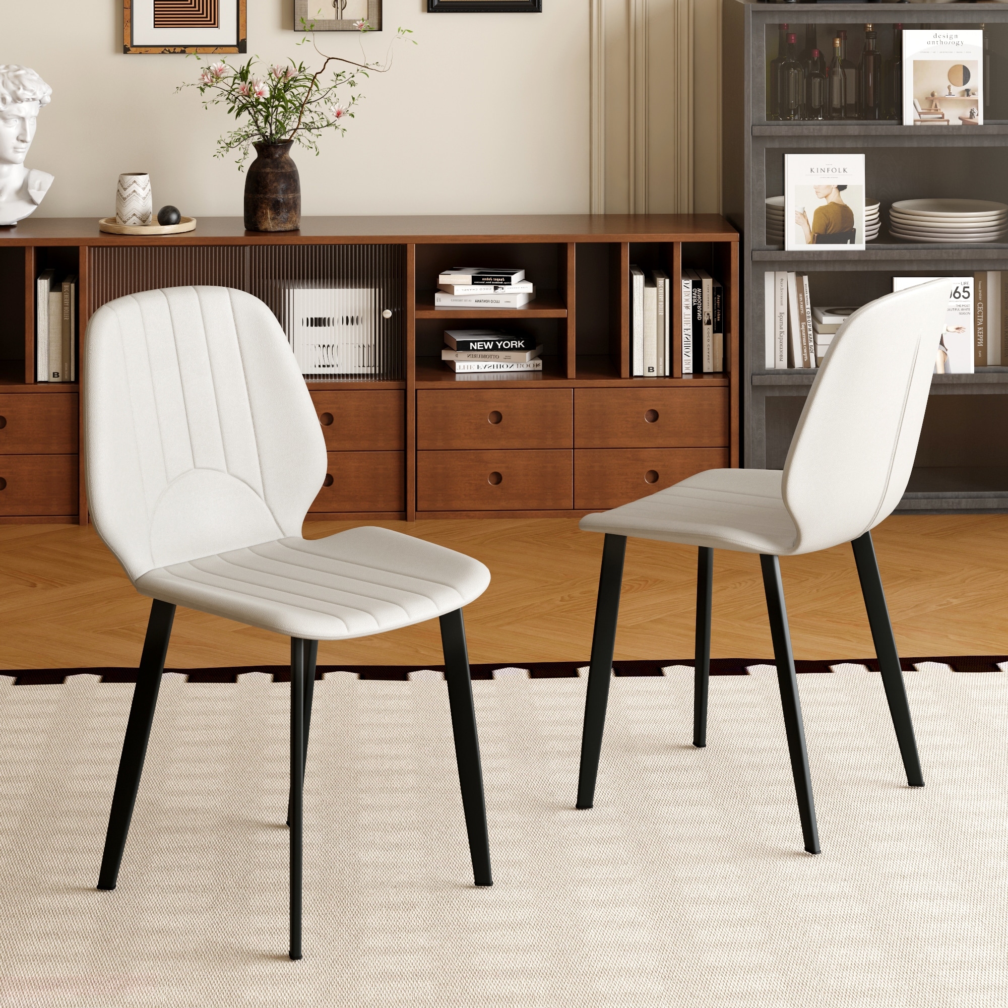 Modern Dining Chair Living Room Black Metal Leg Dining Chair, 4pcs