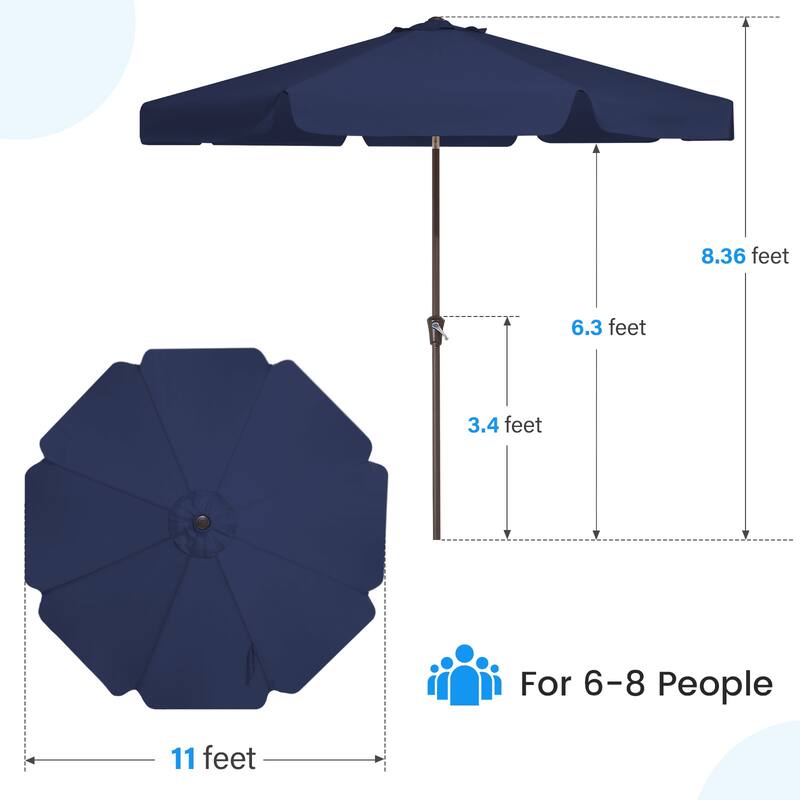11ft Patio Market Umbrella with UV-Resistant and Sagging Edge Designed
