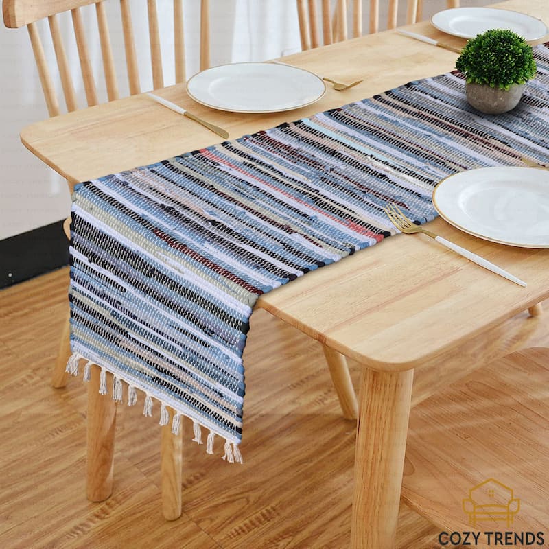Handwoven Cotton Washable Runner Rugs - Perfect for Kitchen, Hallway, Entryway - 12X108 Inches