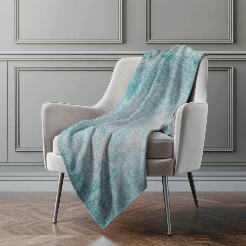 Premium Machine Washable Abstract Ombre Sherpa Throw Blanket - Teal - 4'2" x 5'10"