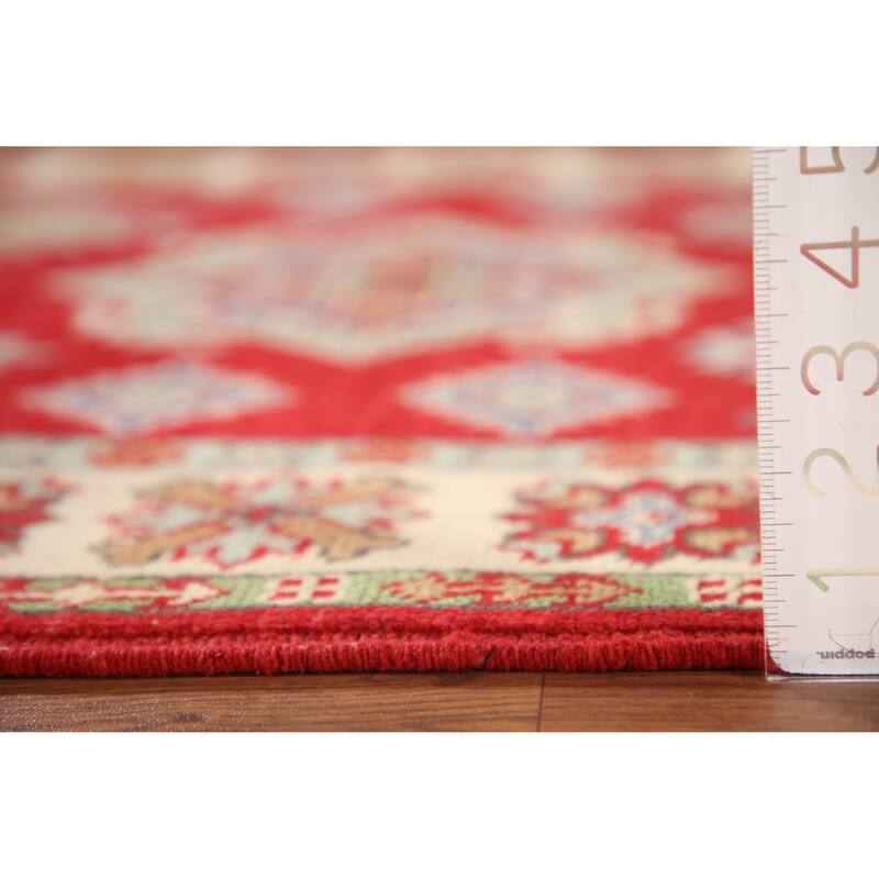 Traditional Kazak Accent Rug Handmade Geometric Wool Carpet - 3'4"x 5'0"