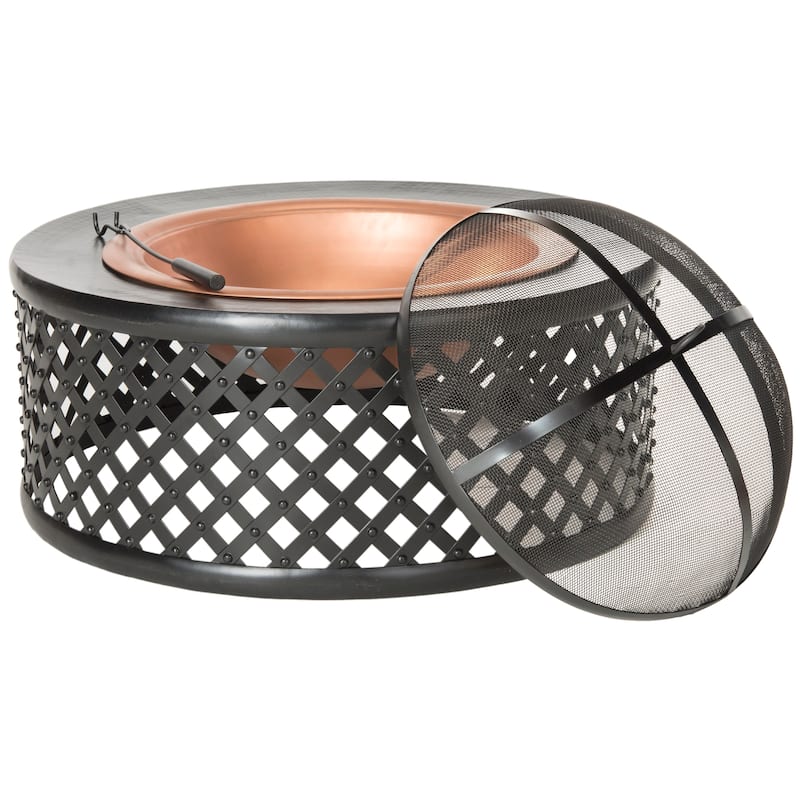 SAFAVIEH Outdoor Living Jamaica Copper/ Black Fire Pit - 32"W x 32"D x 15"H