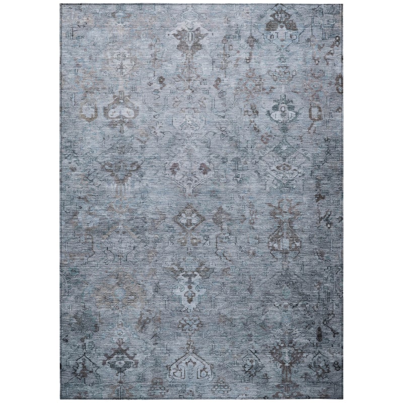 Machine Washable Indoor/ Outdoor Traditional Serenity Chantille Rug