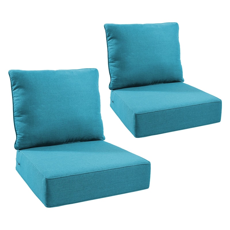 Pocassy 24"x24"x6" Thick Cushions Indoor/Outdoor Deep Seat Cushion - Light Blue - 2 Set Cushion