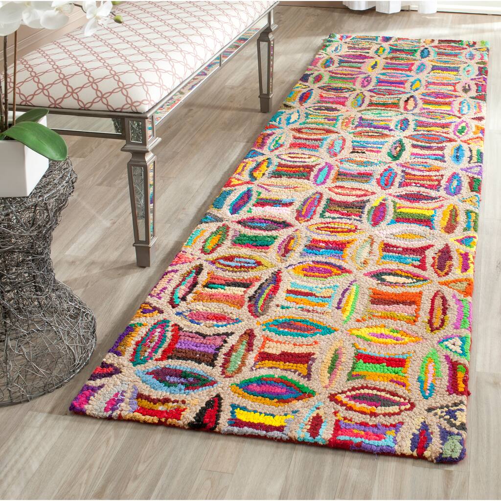 SAFAVIEH Handmade Nantucket Balda Contemporary Cotton Rug - Multi - 2' 3" x 8'