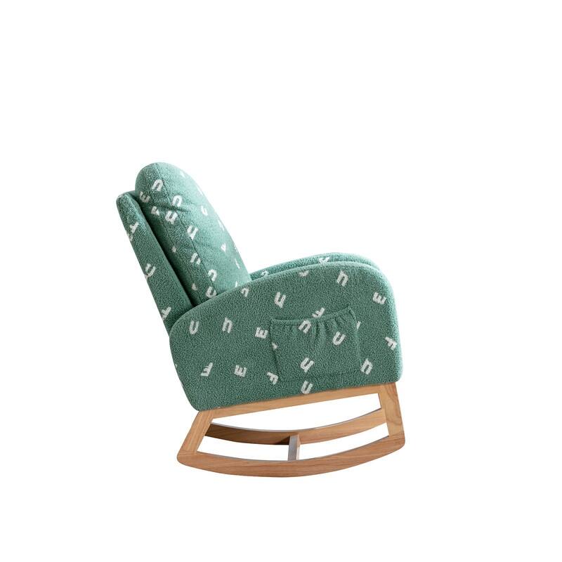 26.8"W Rocking Chair for Nursery, Boucle Nursery Chair With Side Pocket
