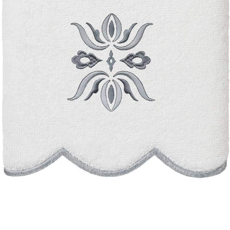 Authentic Hotel and Spa 100% Turkish Cotton FLOWER CREST Scallop Towel Collection