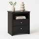 preview thumbnail 1 of 18, Broadway Black 2-drawer and Open Cubby Nightstand Black - 2-drawer