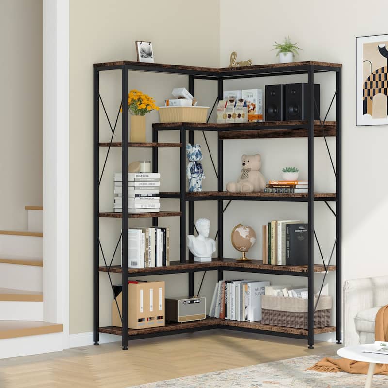 Futzca L-Shaped Corner Bookshelf, Storage Shelf