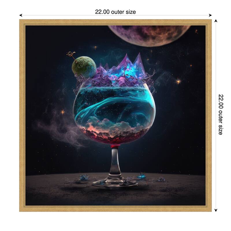 Planetary Cocktail by Jake Fouracre Framed Canvas Wall Art Print - Sylvie Bright Gold - 22 x 22 in