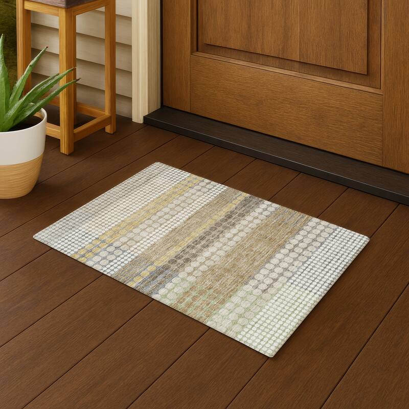 Machine Washable Indoor/ Outdoor Casual Dotty Chantille Rug - Beige - 1'8" x 2'6"