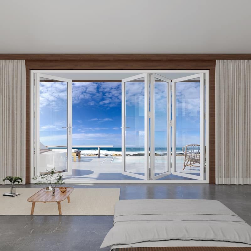 KaMic 120" x 96" 4-Panel Aluminum Patio Folding Door Right to Left-Outswing