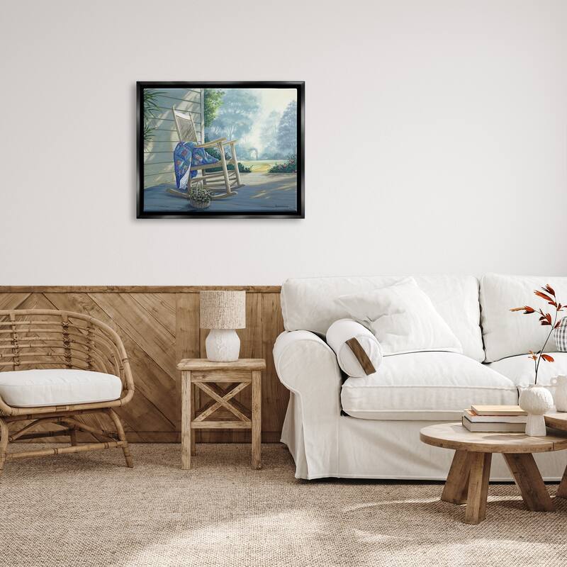Stupell Rocking Chair on Porch Framed Floater Canvas Wall Art Design by Michael Humphries