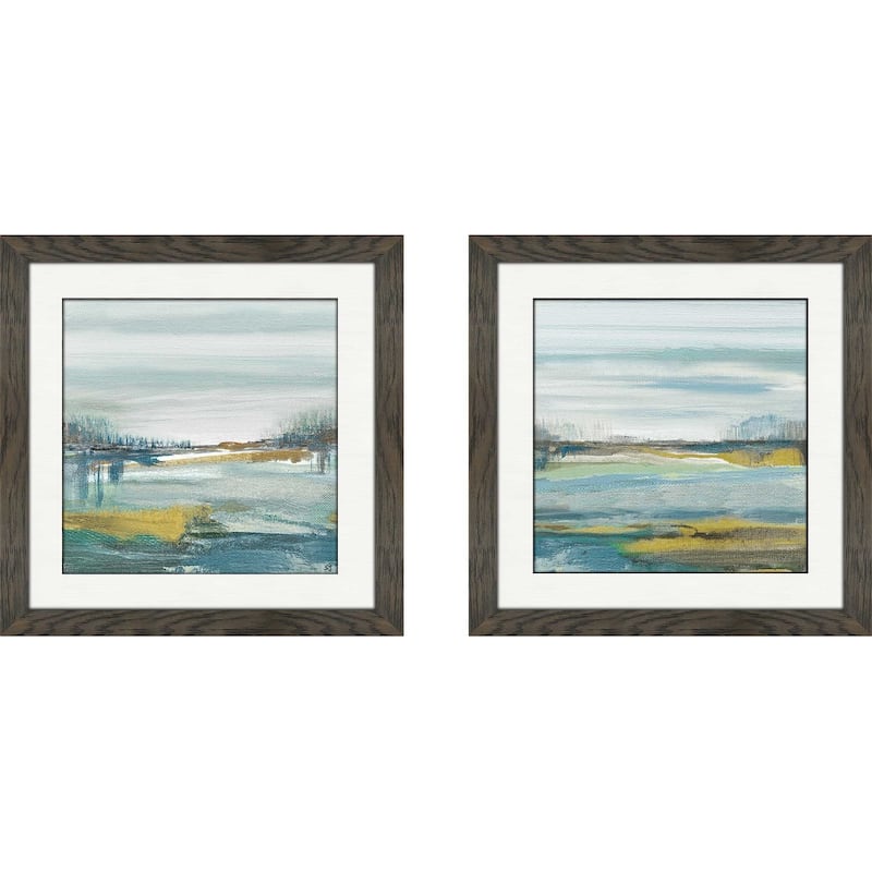 "Lewbeach I" by Susan Jill Framed Art Print Set - Blue - 13.5" h x 27" w
