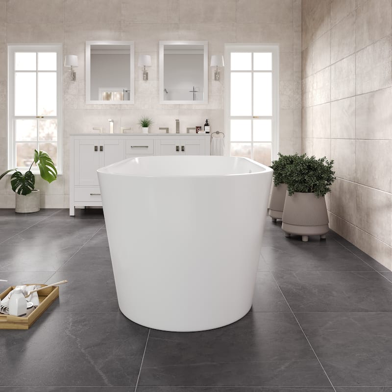 Eviva Aura White Acrylic Oval Freestanding Bathtub