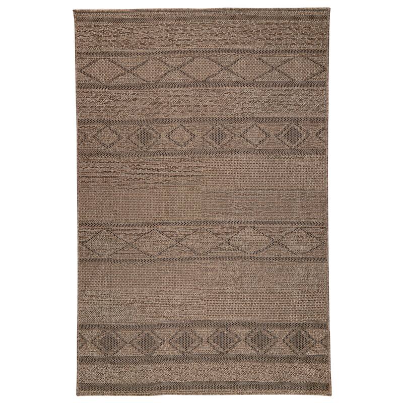 Terra by Obeetee Sol Diamond Stripe Natural Rug - Natural/Criss Cross - 5'3" x 7'3"