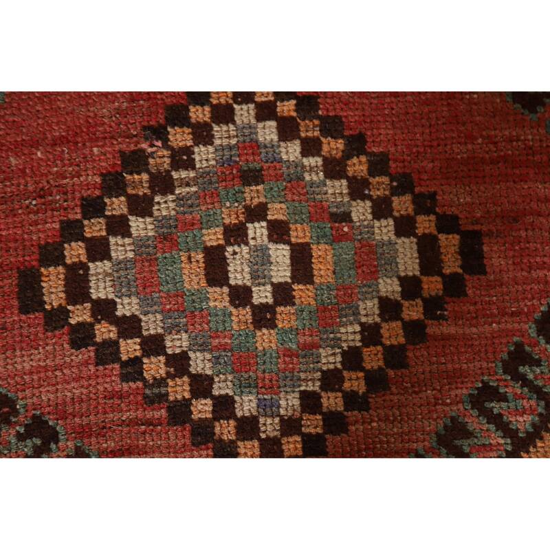 Hand Knotted Oriental 100% Wool Carpet Traditional Tribal Red Lori Runner Rug - 8' 10'' X 4' 5''