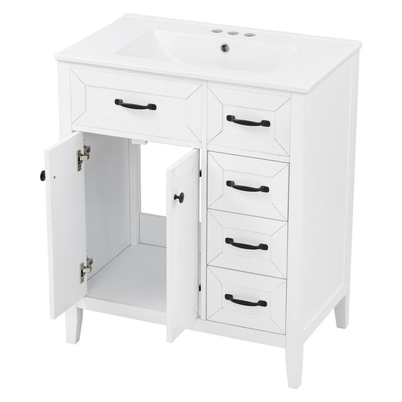 GDFStudio - Avalon Modern Freestanding Bathroom Vanity with Ceramic Sink & Soft Close Multi-Storages