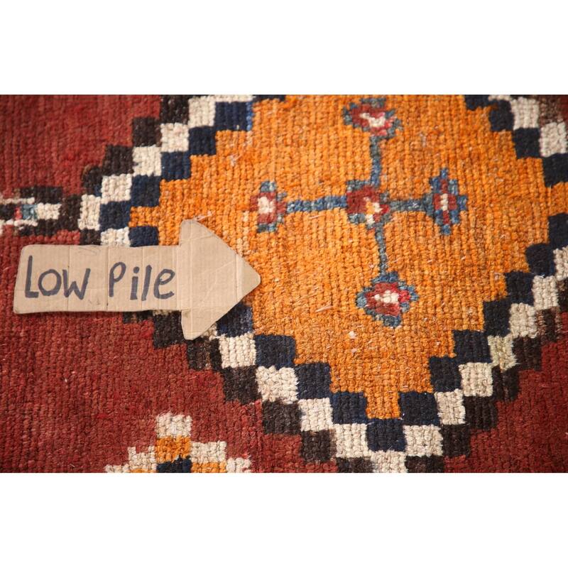 Orange Qashqai Persian Vintage Area Rug Handmade Wool Carpet - 3'3"x 6'1"