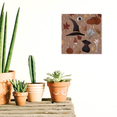 Wynwood Studio Prints Holiday and Seasonal Spooky Goodies Brown and Light Brown Modern & Contemporary Wall Art Canvas Print