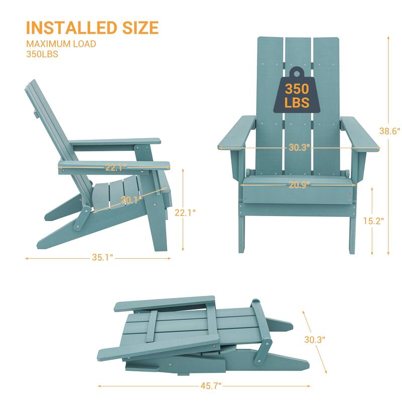 LIVOOSUN Patio Foldable Chair With Armrests,Resin Waterproof-Set of 2