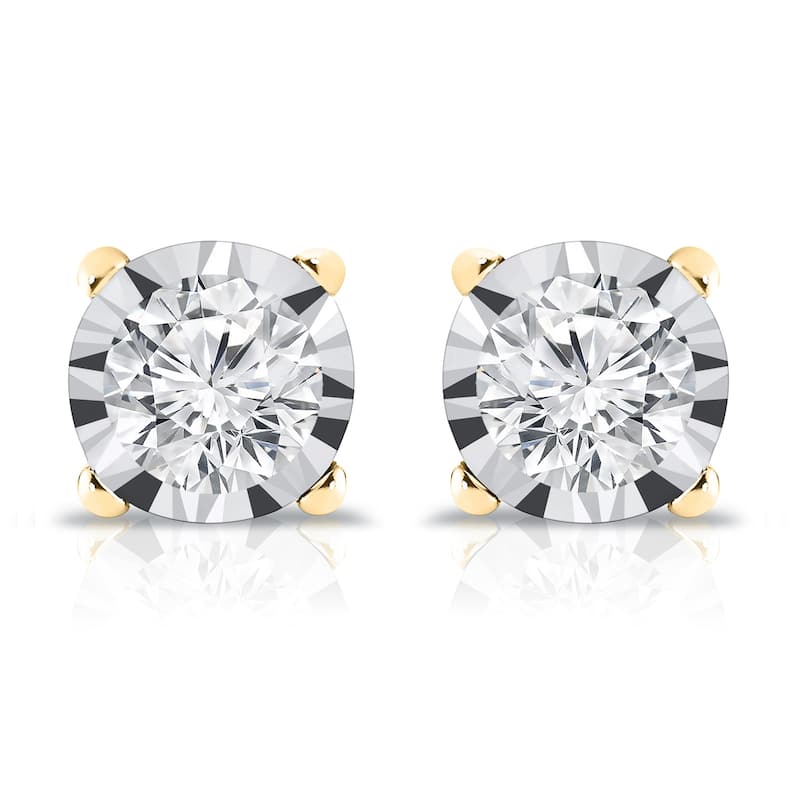 Auriya 14k Gold 1/5ctw Round Diamond Stud Earrings (G-H, SI1-SI2)