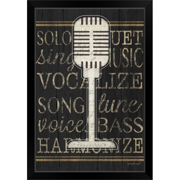"Music Microphone" Black Framed Print