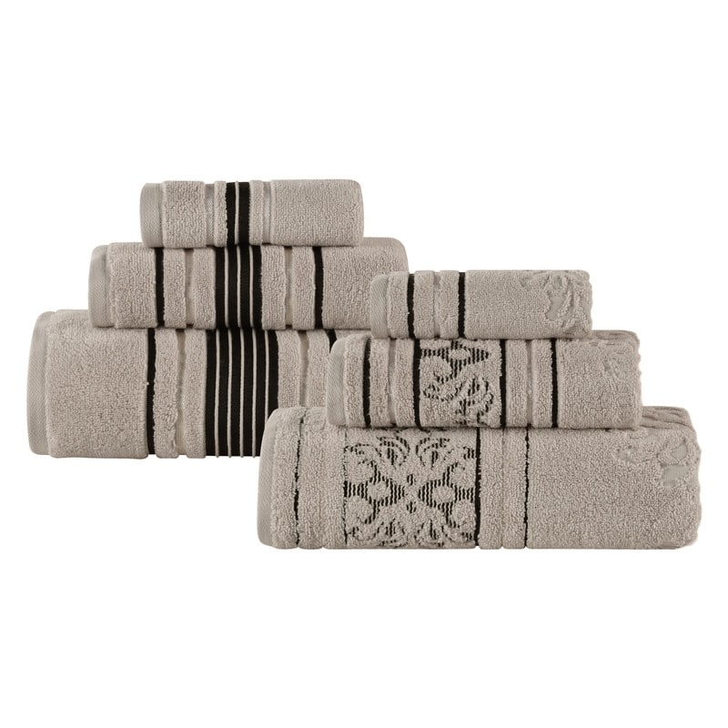 Superior Sadie Zero Twist Cotton Solid and Floral 6 Piece Towel Set