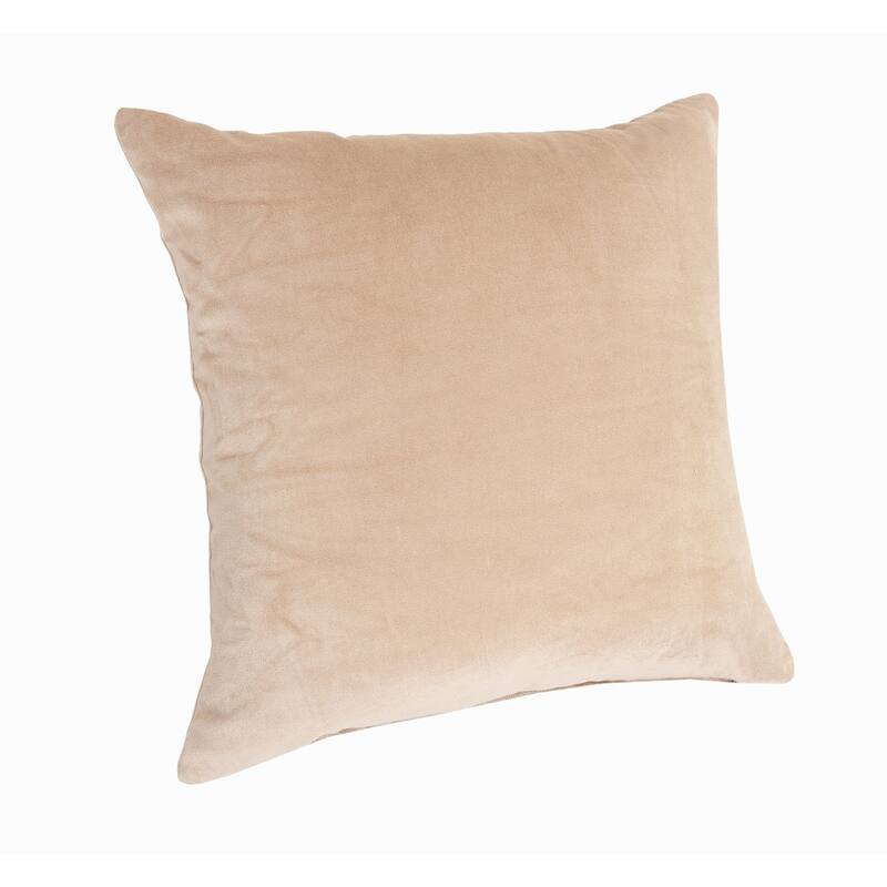 20" Taupe Solid Velveteen Square Throw Pillow