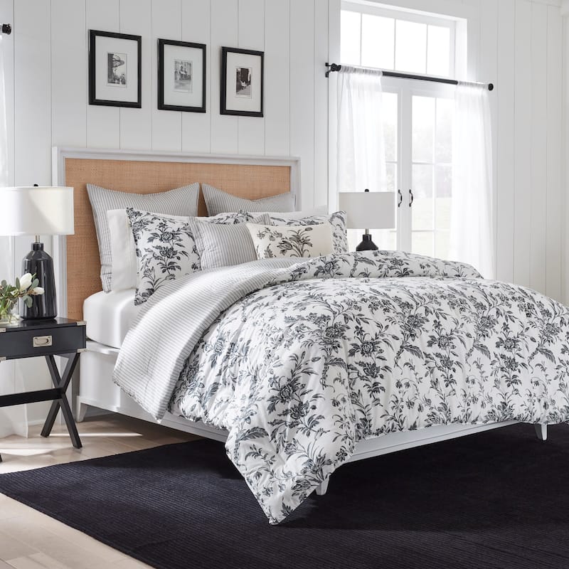 Laura Ashley Amberley Cotton Black Comforter Bonus Set