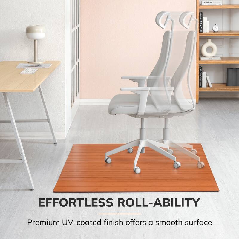 Jani Eco Bamboo Roll-Up Rectangular Chair Mat - Durable and Eco-Friendly Floor Protector