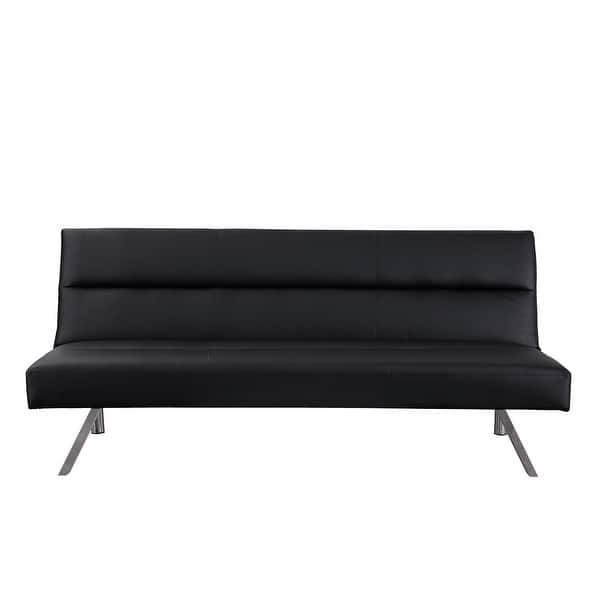slide 2 of 12, Modern Futon Sofa Bed, Convertible Sofa Futon, Split Back Linen Sleeper Couch for Living Room Black