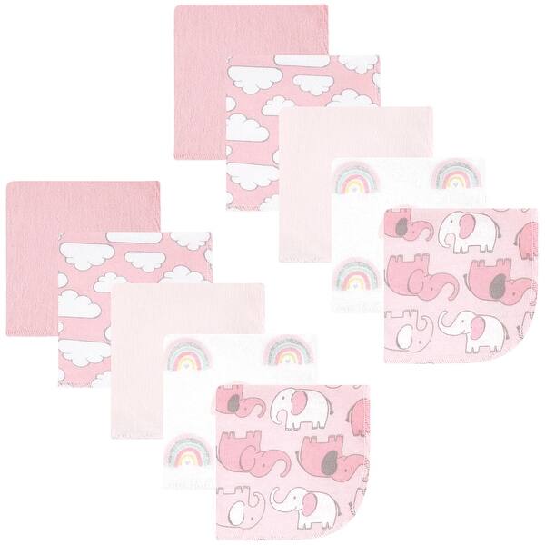 slide 1 of 1, Hudson Baby Infant Girl Flannel Cotton Washcloths, Girl New Elephant 10-Pack, One Size - Girl New Elephant 10-Pack - One Size One Size - Girl New Elephant 10-Pack