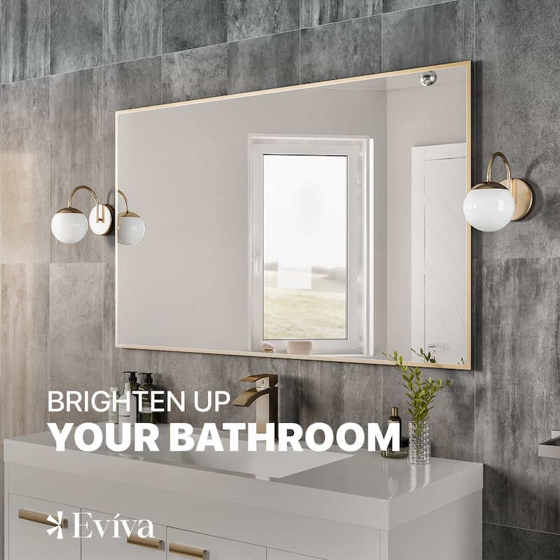 Eviva Gold 48" x 30" Rectangular Gold Metal Framed Mirror