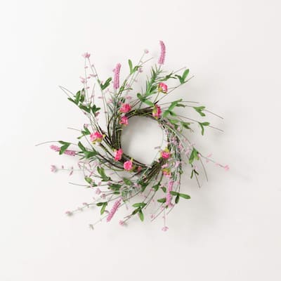 Sullivans Artificial Spring Blossom Wreath, Pink