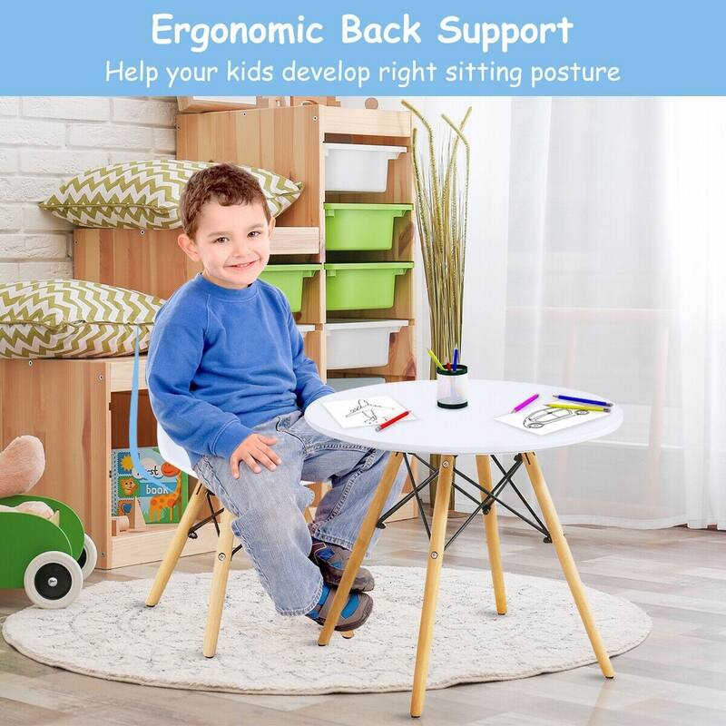 Kids Modern Dining Table Set with 2 Armless Chairs
