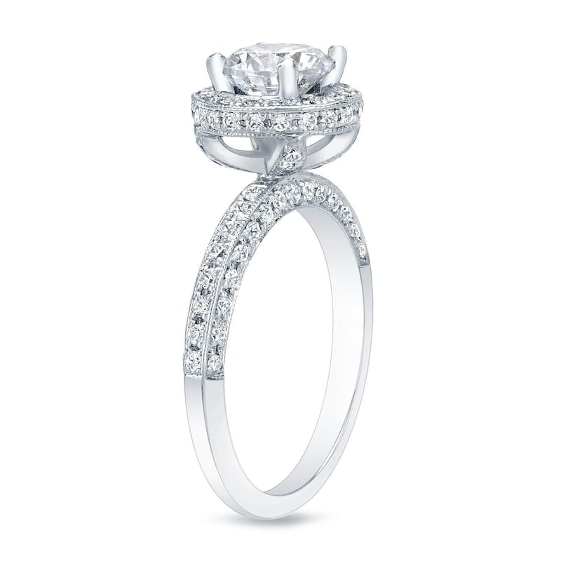 Auriya 14k Gold 1 1/4ctw Vintage Round Halo Diamond Engagement Ring Certified