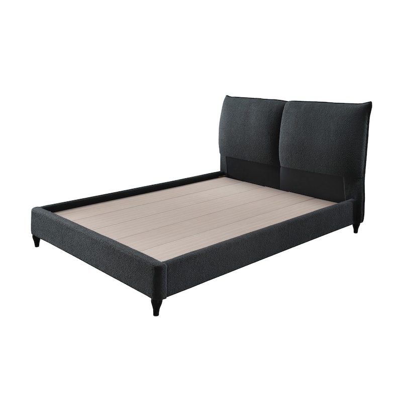 Zane Charcoal Fabric Velvet Upholstered Panel Bed