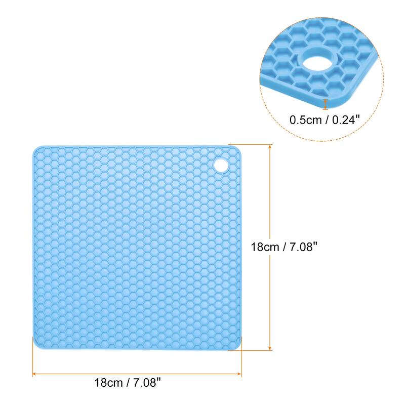 Silicone Trivet Mats 4pcs, Hot Pads Pot Holder for Countertop-Sky Blue - Sky Blue