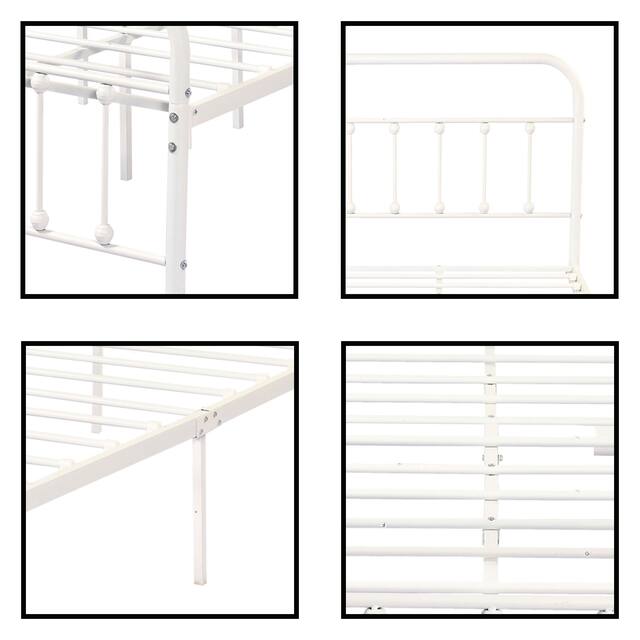 Alazyhome Simple Vintage Metal Platform Bed Frame, Easy-Assembly