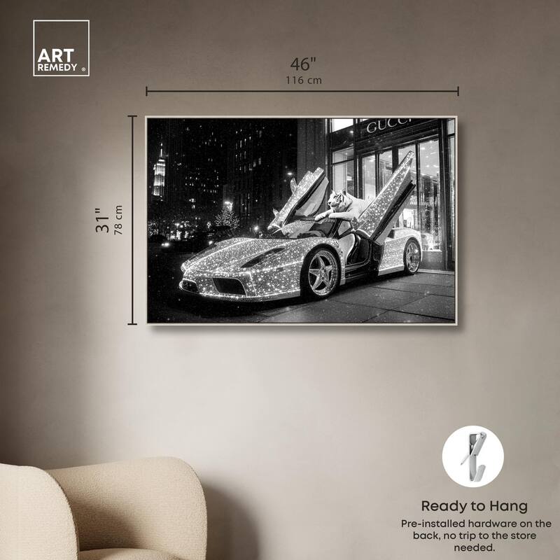 Glistening Tiger and Car Canvas by Art Remedy