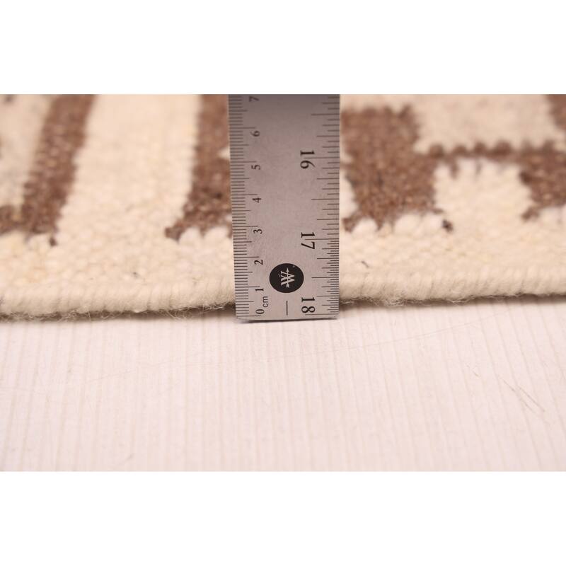 ECARPETGALLERY Flat-Weave Marrakech Cream Wool Kilim - 5'3 x 7'9